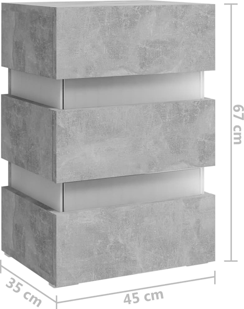 Vidaxl Nachtkastje Led 45x35x67 Cm Spaanplaat Beton - Grijs
