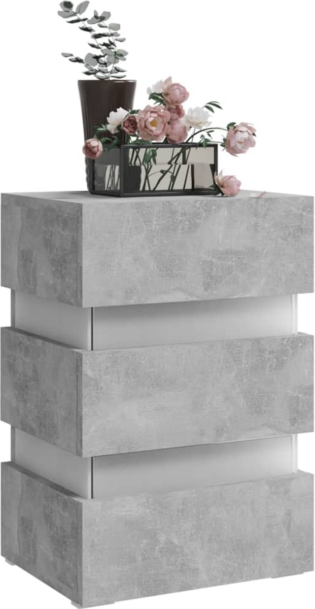 Vidaxl Nachtkastje Led 45x35x67 Cm Spaanplaat Beton - Grijs