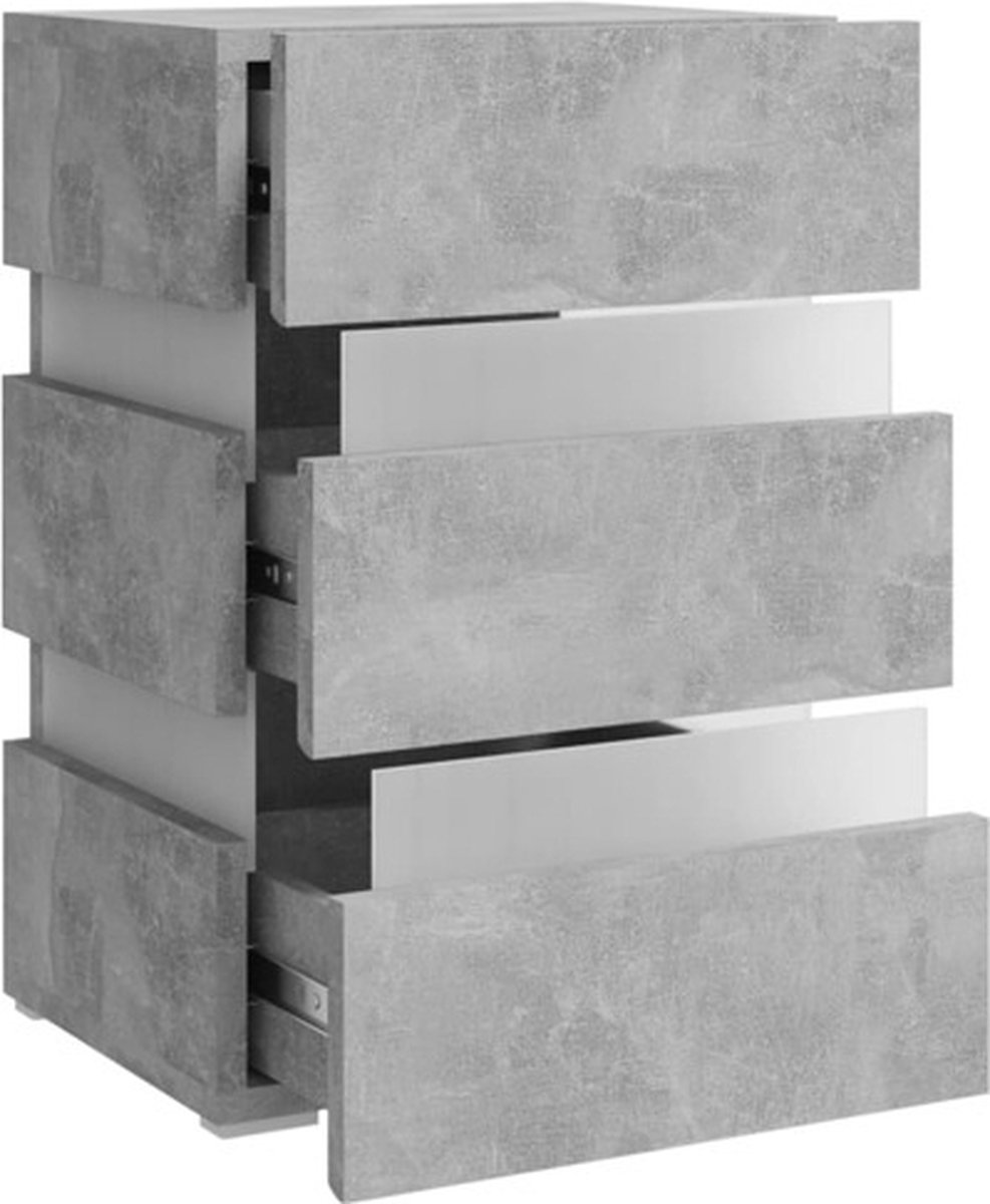 Vidaxl Nachtkastje Led 45x35x67 Cm Spaanplaat Beton - Grijs