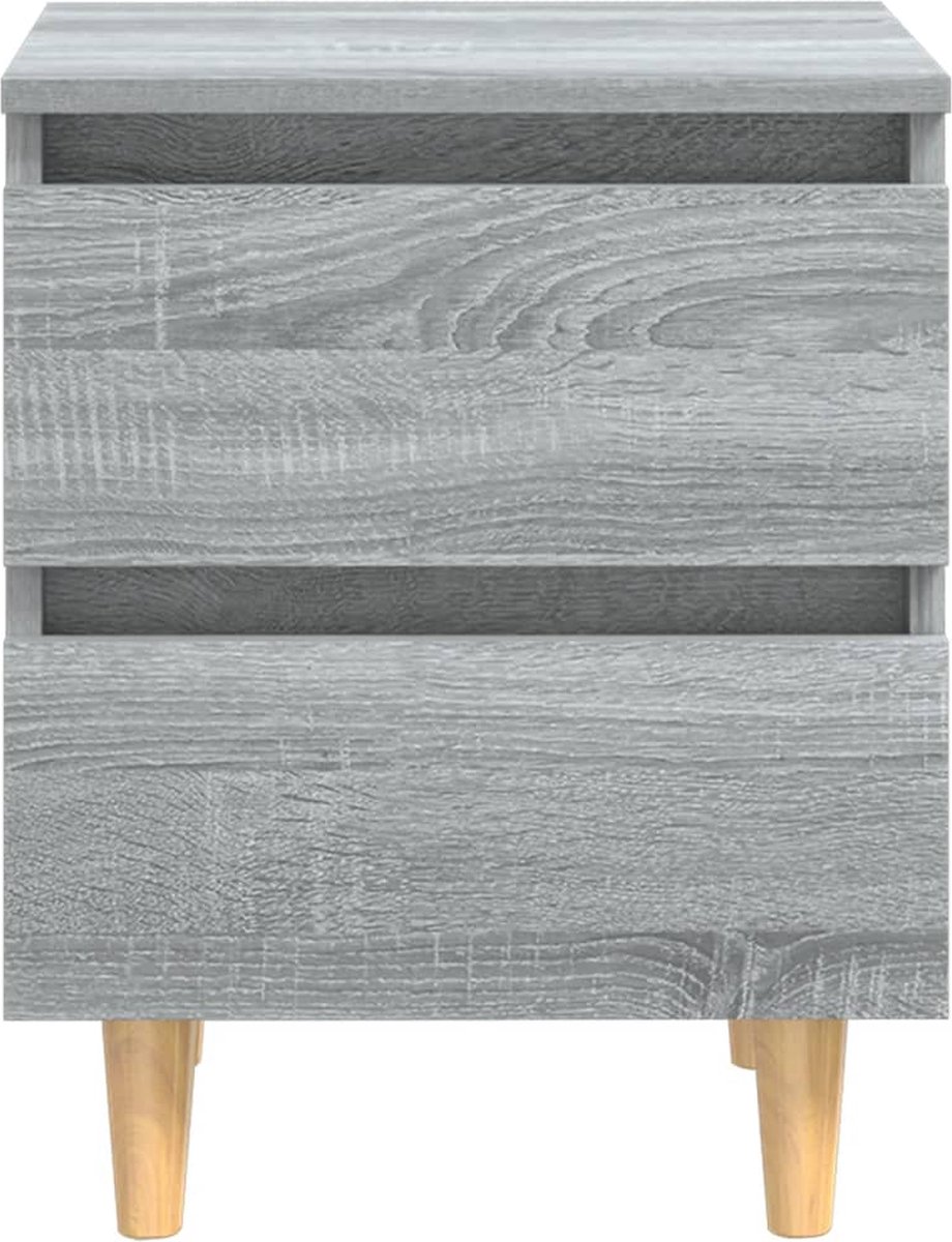 Vidaxl Nachtkastje Met Houten Poten 40x35x50 Cm Sonoma Eiken - Grijs