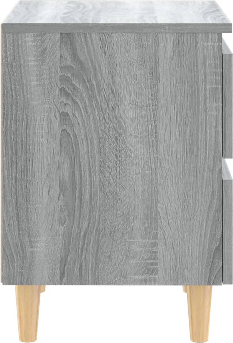 Vidaxl Nachtkastje Met Houten Poten 40x35x50 Cm Sonoma Eiken - Grijs