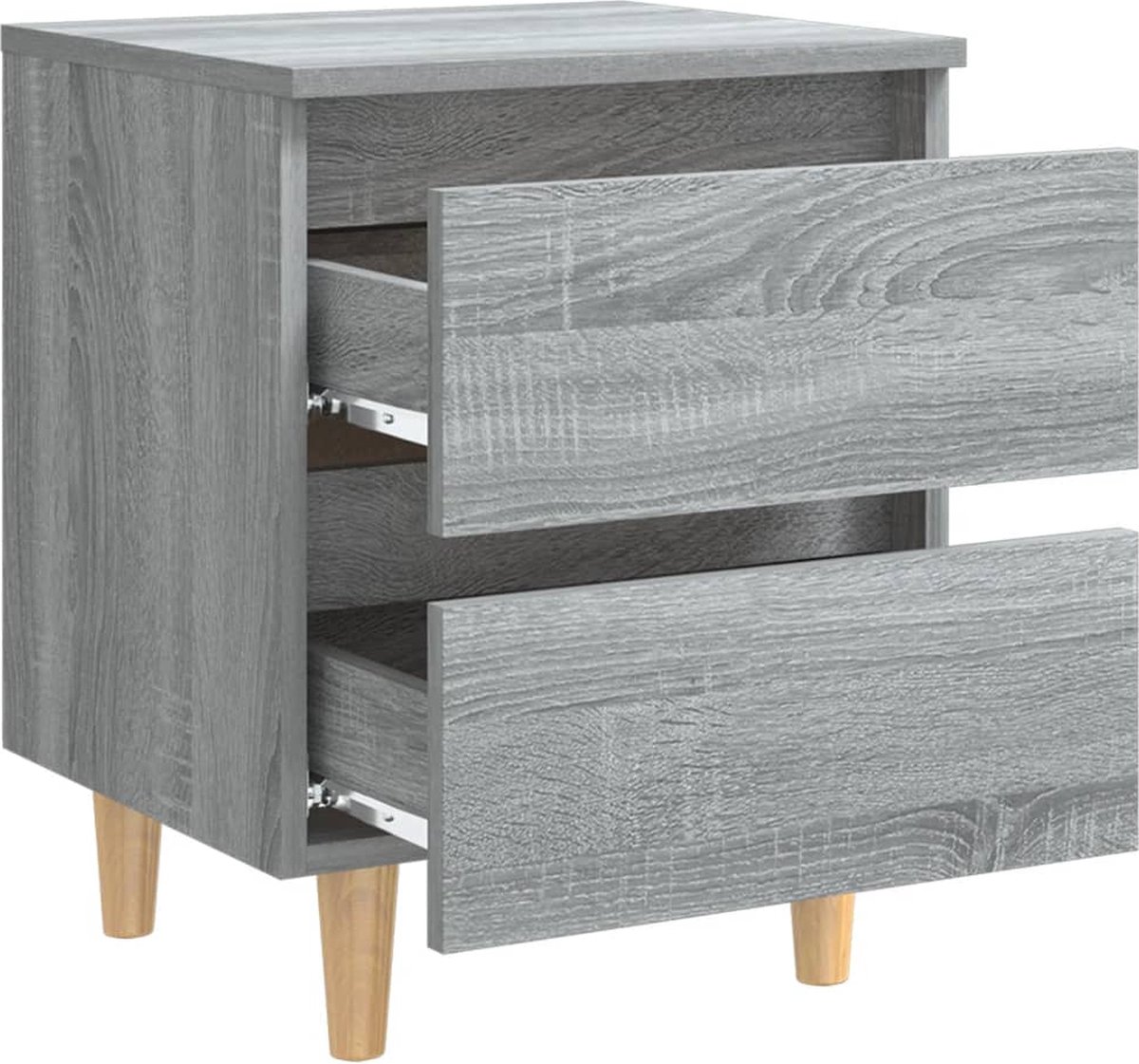 Vidaxl Nachtkastje Met Houten Poten 40x35x50 Cm Sonoma Eiken - Grijs