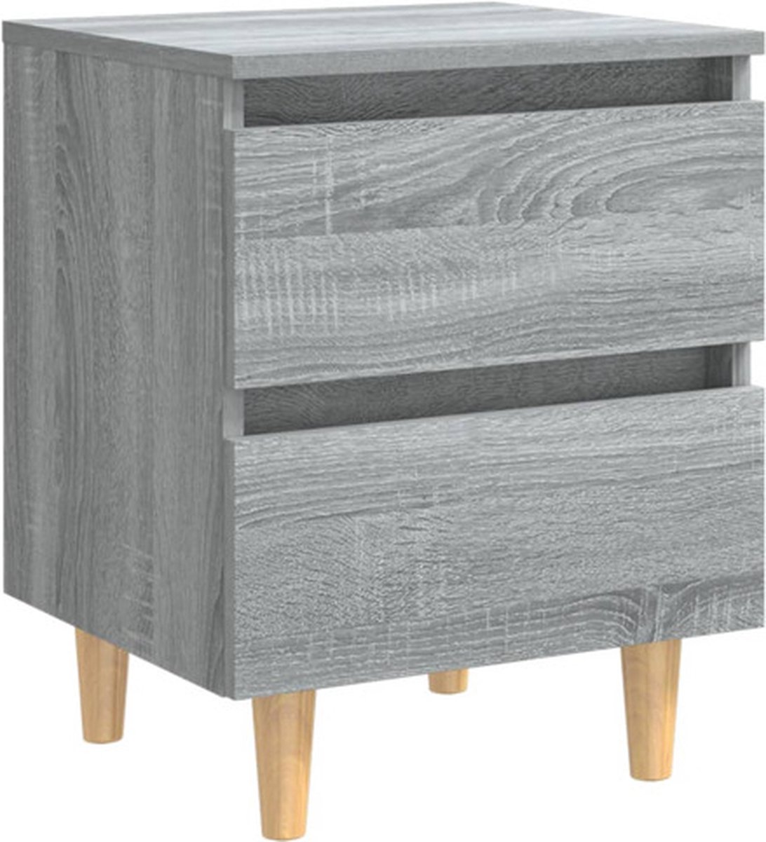 Vidaxl Nachtkastje Met Houten Poten 40x35x50 Cm Sonoma Eiken - Gris