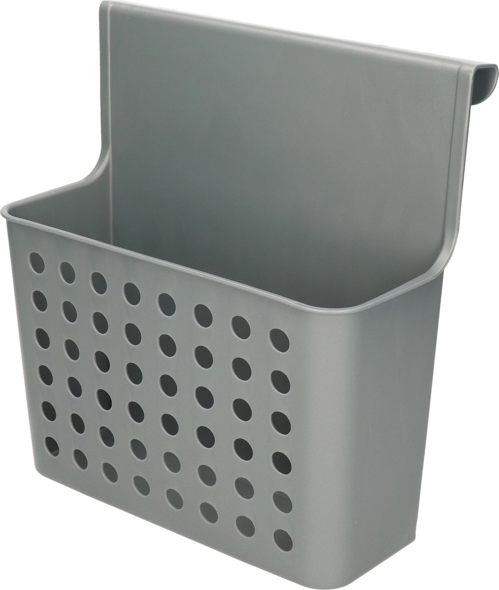 Forte Plastics Badkamer/keuken Hang Opbergmandjes/organizers Zilver 26 X 24 Cm - Opbergmanden - Silver