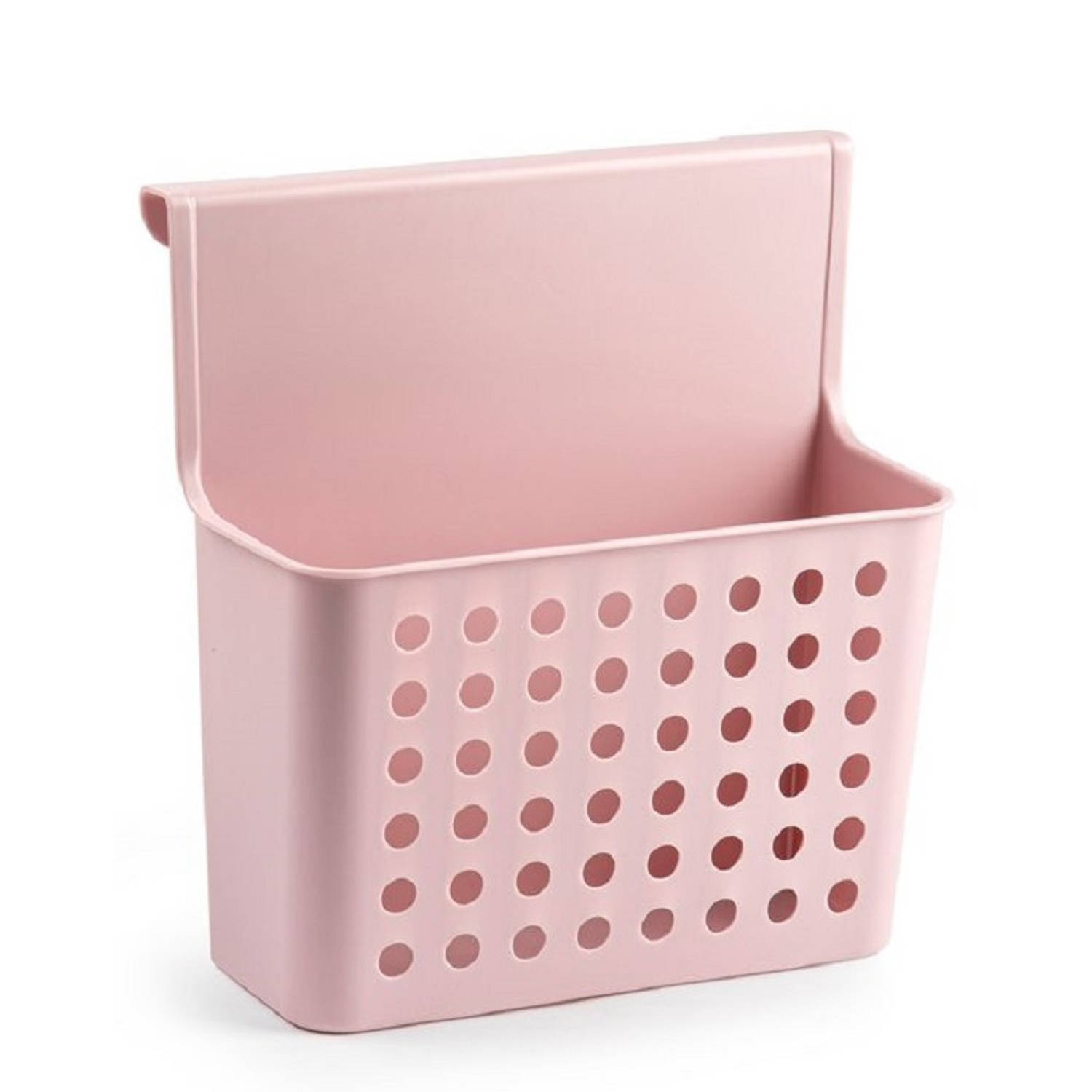 Forte Plastics Badkamer/keuken Hang Opbergmandjes/organizers 26 X 24 Cm - Opbergmanden - Roze