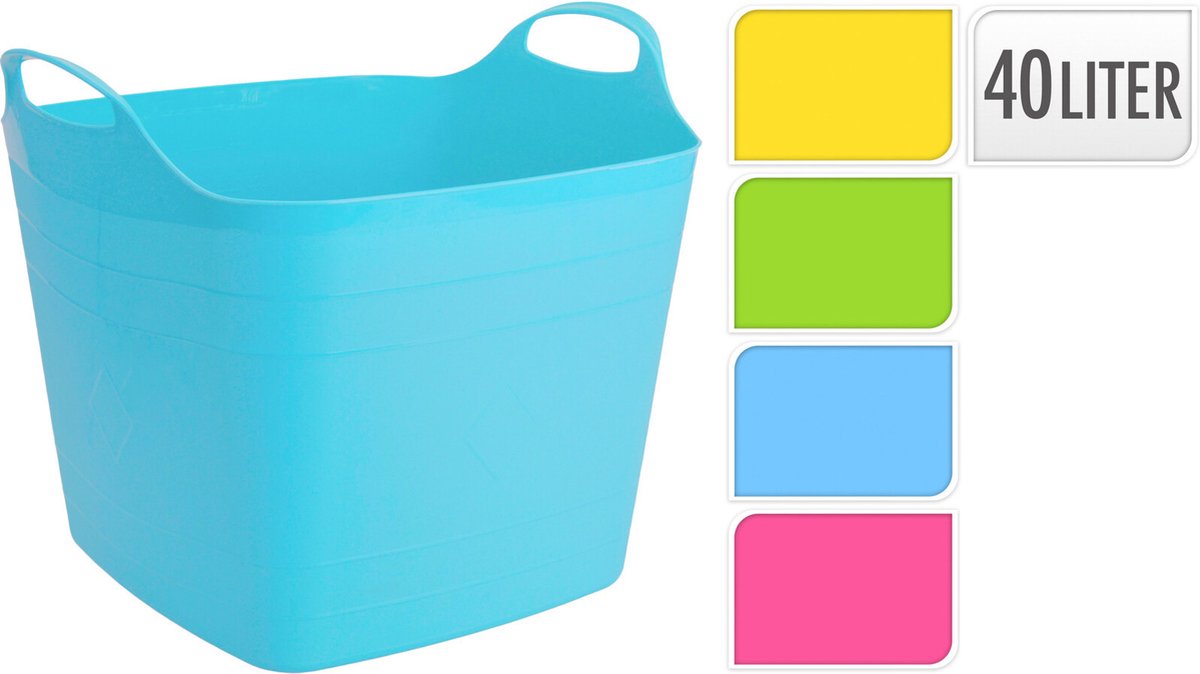 2x Stuks Flexibele Kuip Opbergmanden Vierkant 40 Liter 42 X 42 Cm - Opbergmanden - Geel