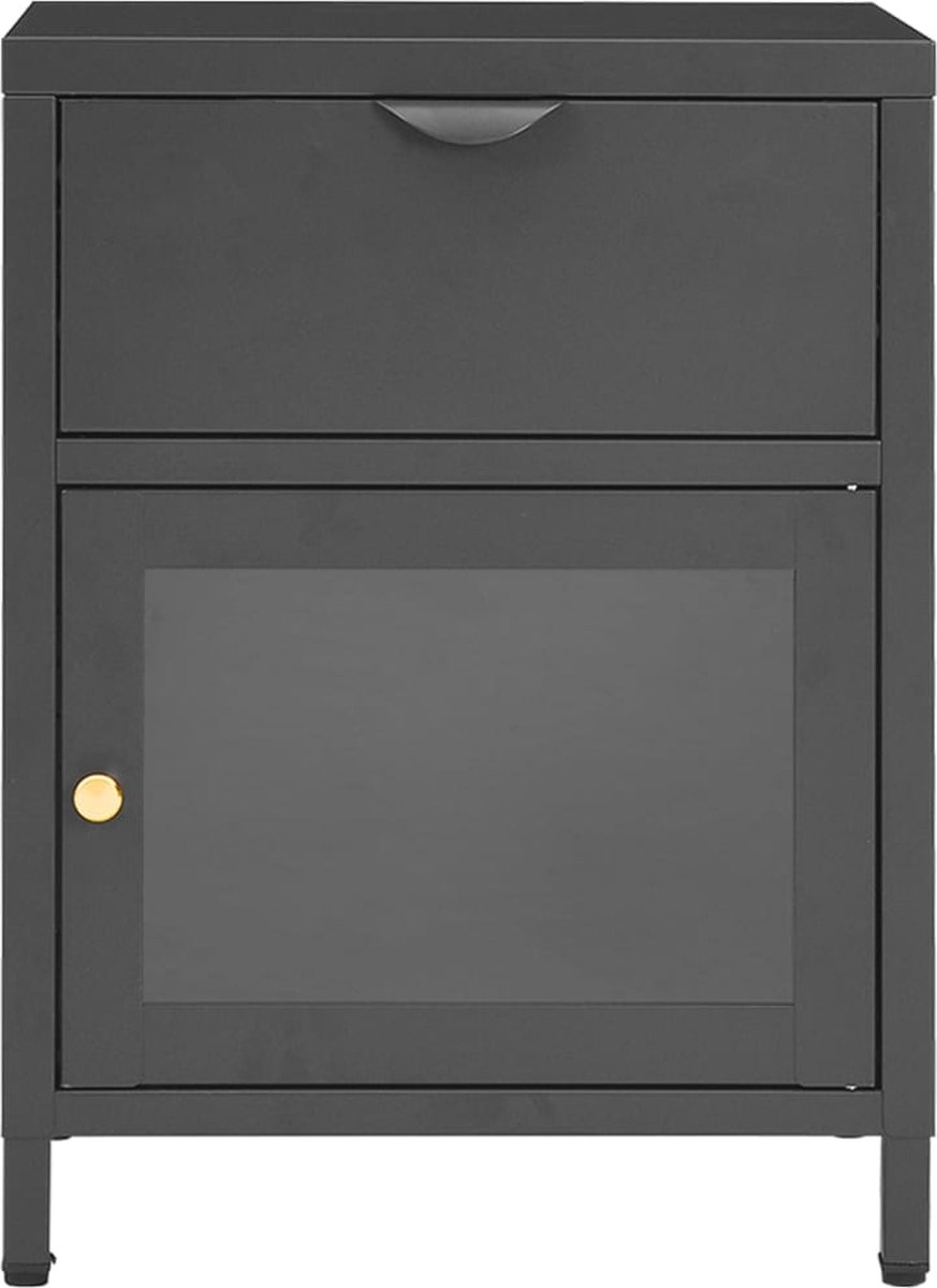 Vidaxl Nachtkastjes 2 St 40x30x54,5 Cm Staal En Glas Antracietkleurig - Grijs