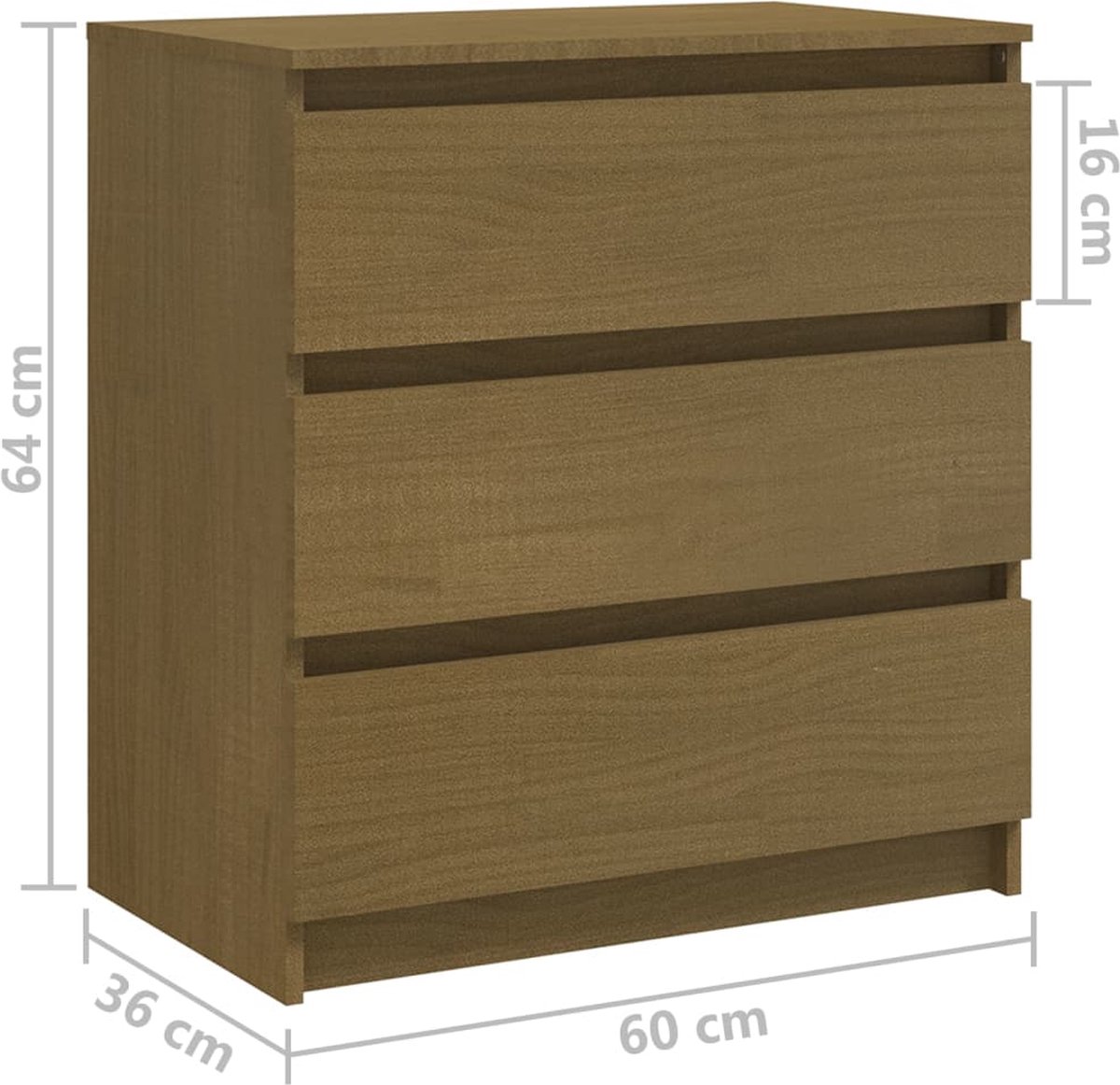 Vidaxl Nachtkastje 60x36x64 Cm Massief Grenenhout Honing - Bruin