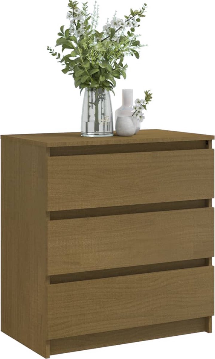 Vidaxl Nachtkastje 60x36x64 Cm Massief Grenenhout Honing - Bruin