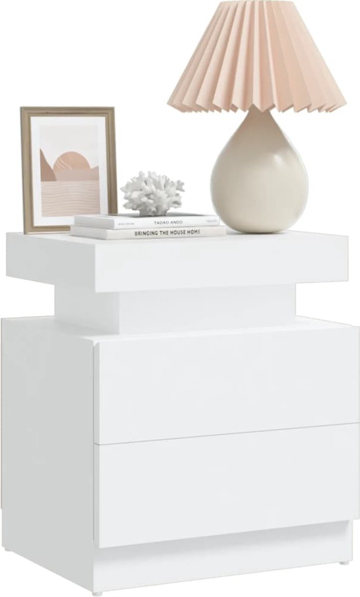 Vidaxl Nachtkastje 45x35x52 Cm Spaanplaat - Wit