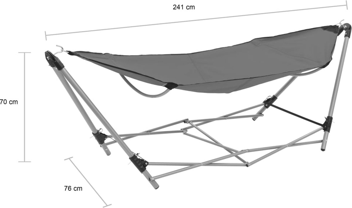 Vidaxl Hangmat Met Inklapbare Standaard - Grijs