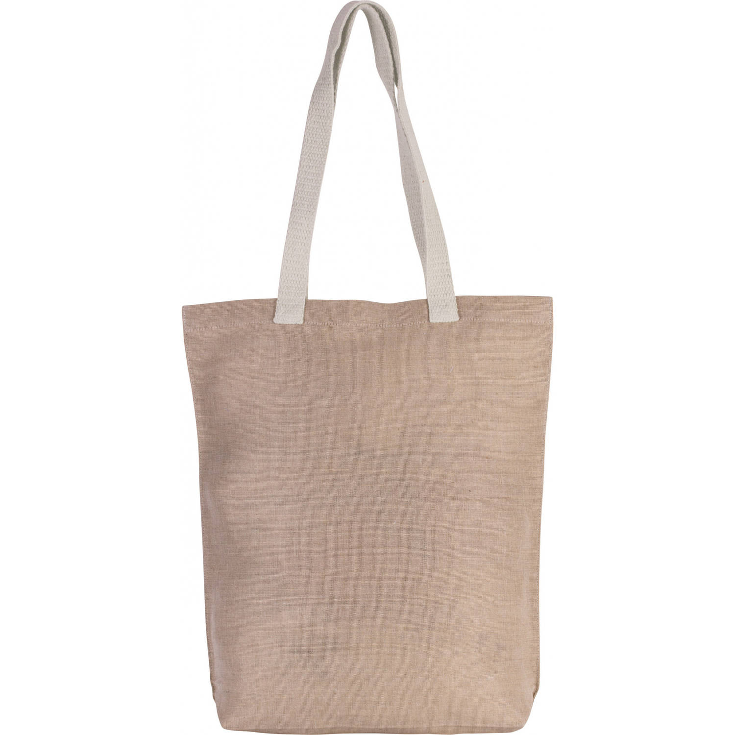 Bellatio Design Katoenen Schoudertasje In Het Natural Met Ecru Hangsels 38 X 42 Cm - Schoudertas - Beige