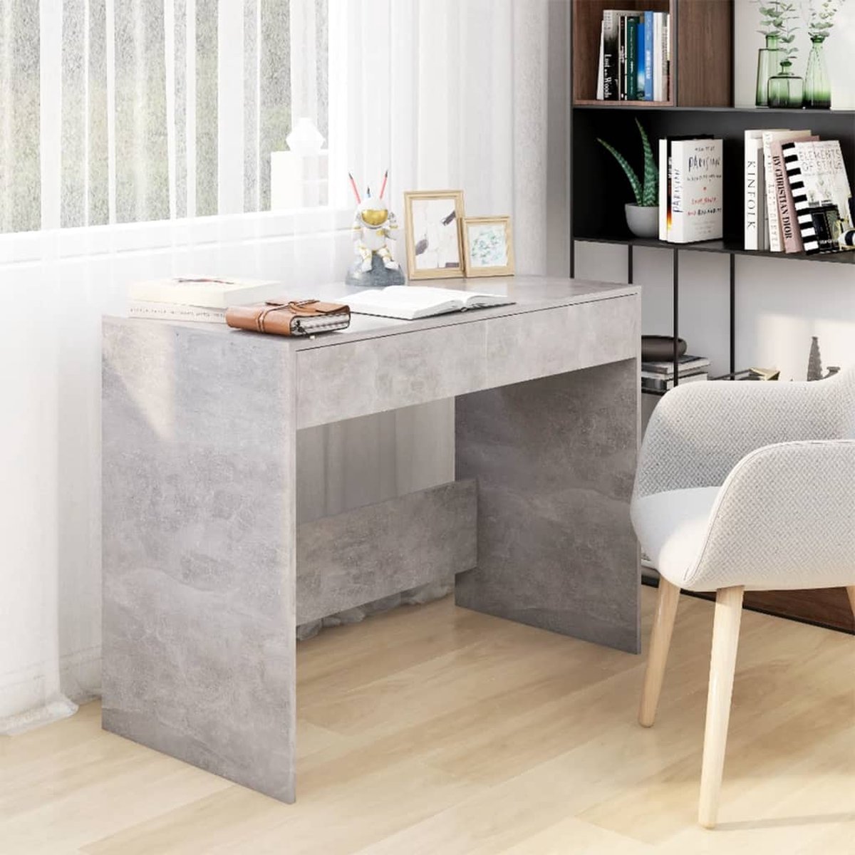 Vidaxl Bureau 101x50x76,5 Cm Spaanplaat Beton - Grijs