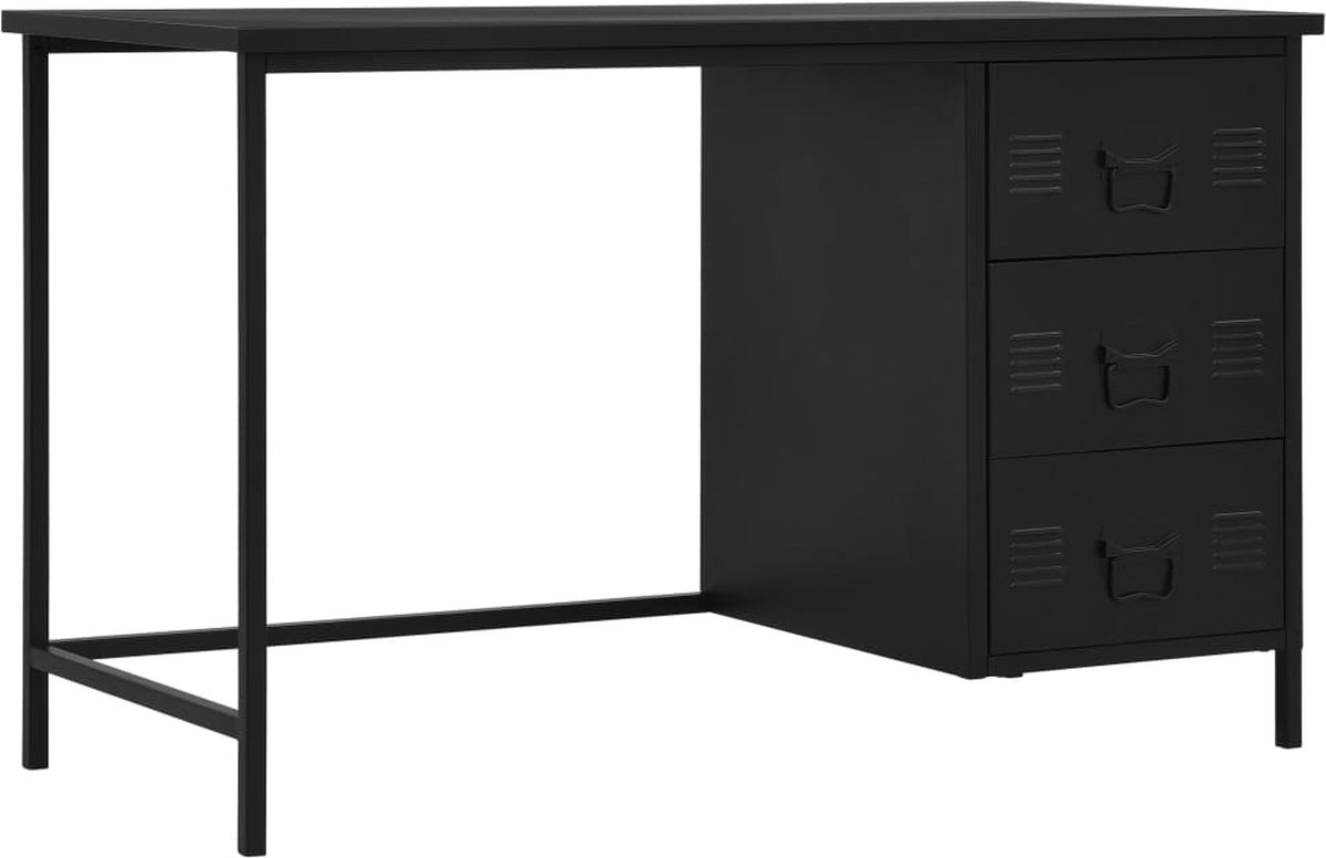 Vidaxl Bureau Met Lades Industrieel 120x55x75 Cm Staal - Zwart