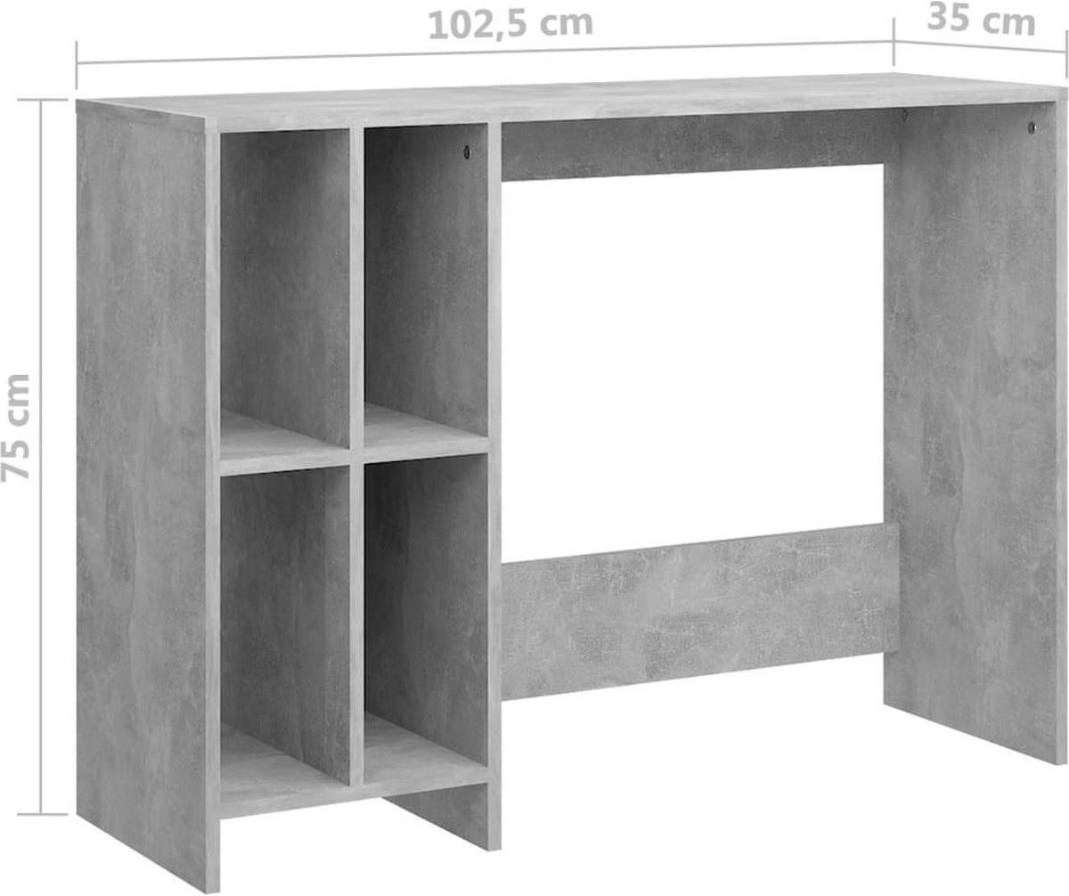 Vidaxl Bureau 102,5x35x75 Cm Spaanplaat Beton - Grijs