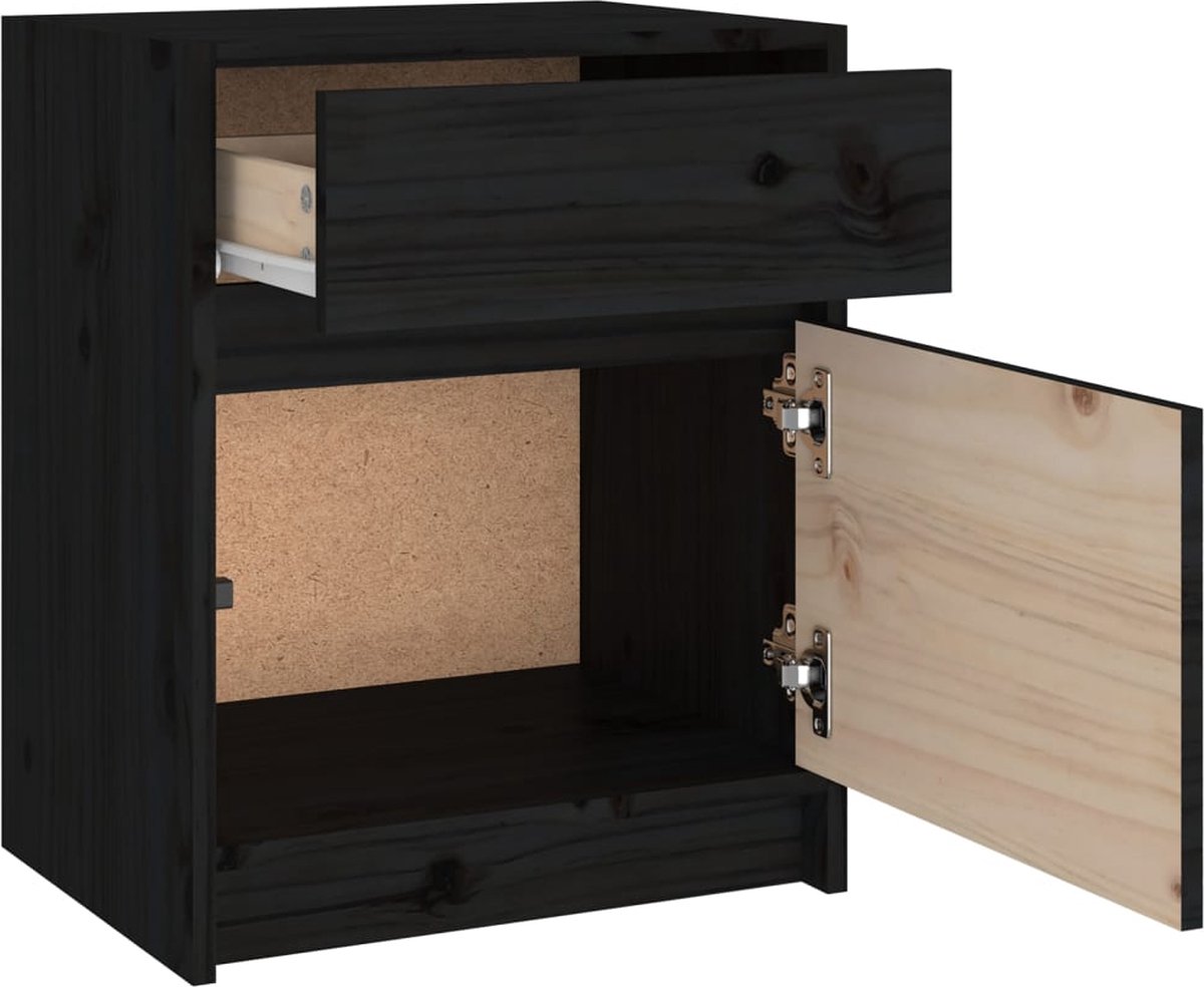 Vidaxl Nachtkastjes 2 St 40x31x50 Cm Massief Grenenhout - Zwart