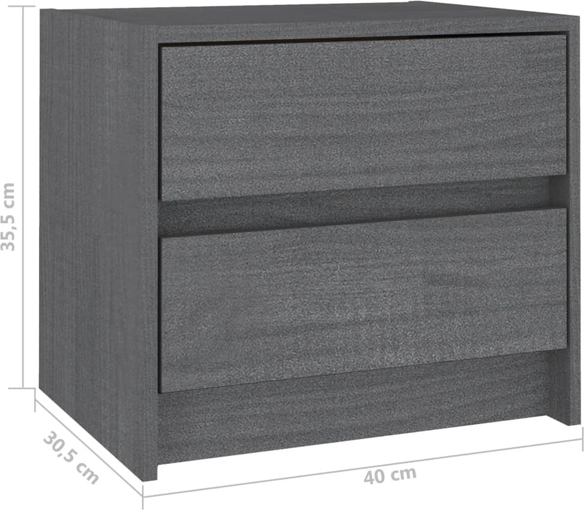 Vidaxl Nachtkastje 40x30,5x35,5 Cm Massief Grenenhout - Grijs
