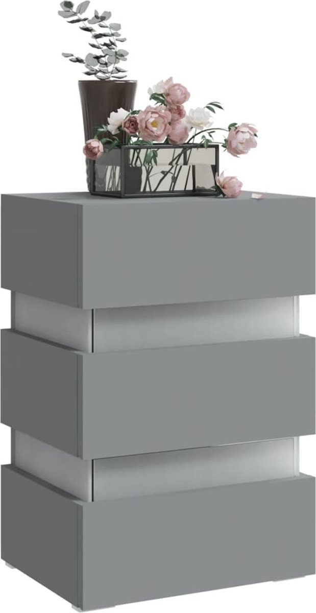 Vidaxl Nachtkastje Led 45x35x67 Cm Spaanplaat - Grijs