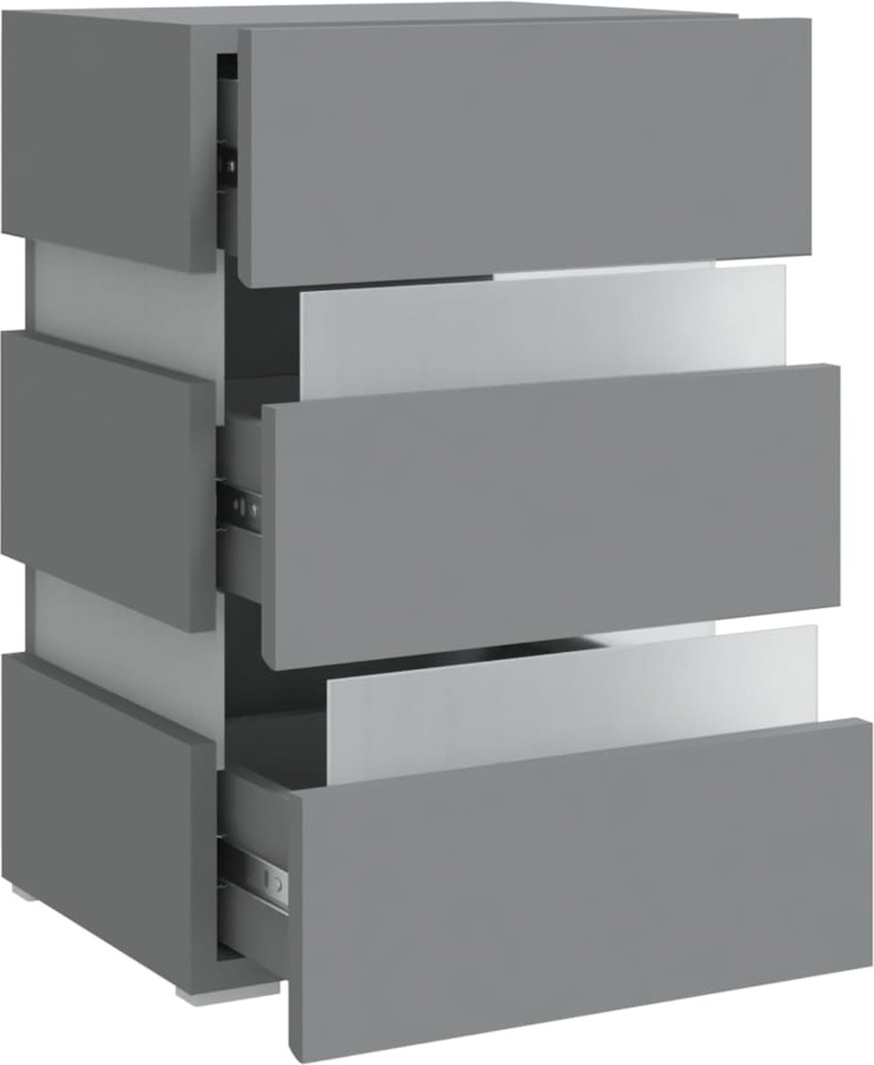 Vidaxl Nachtkastje Led 45x35x67 Cm Spaanplaat - Grijs