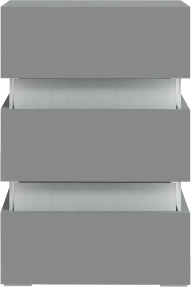 Vidaxl Nachtkastje Led 45x35x67 Cm Spaanplaat - Grijs