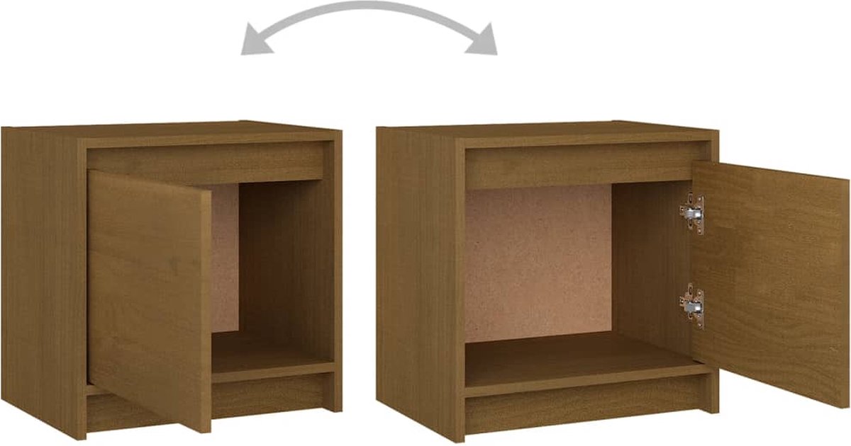 Vidaxl Nachtkastjes 2 St 40x30,5x40 Cm Massief Grenenhout Honing - Bruin