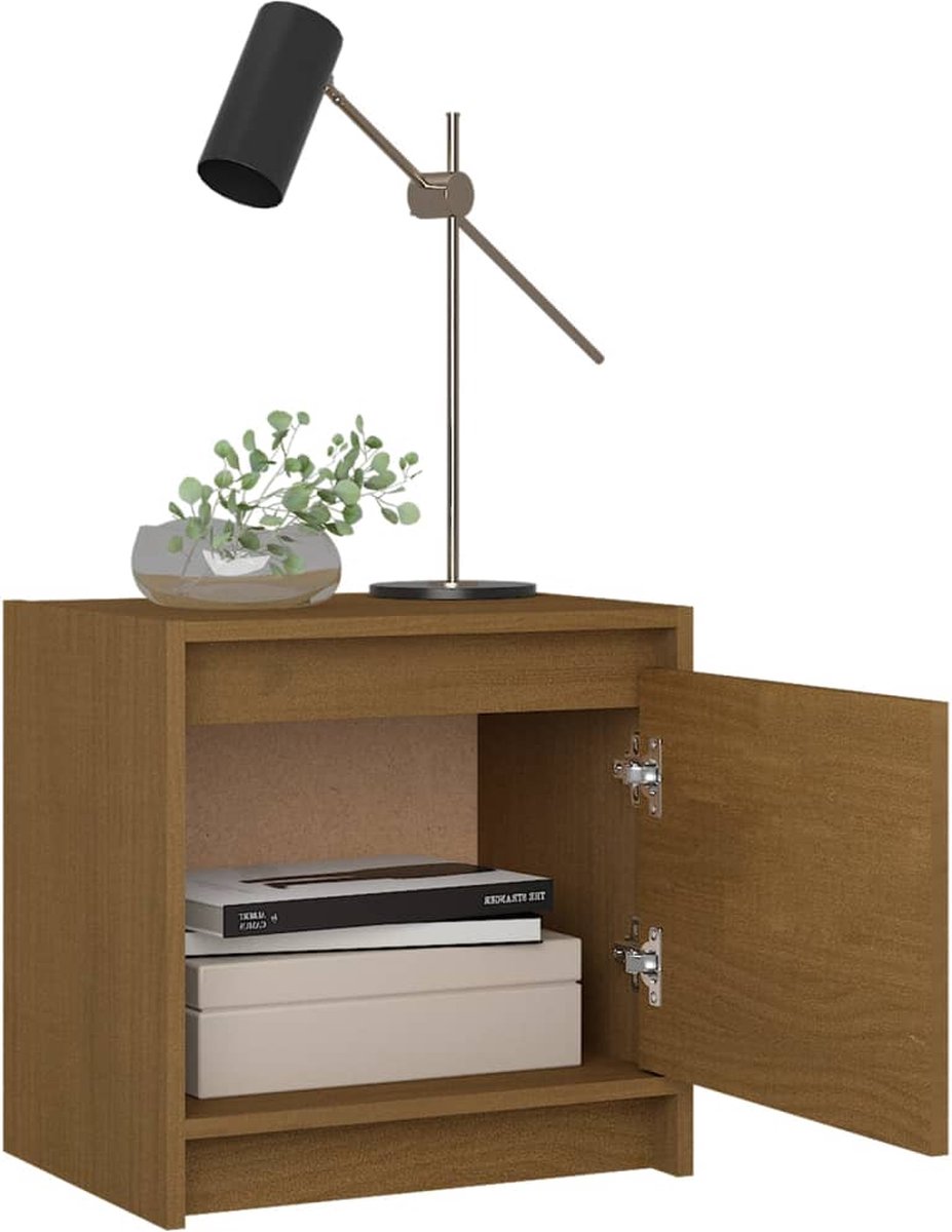 Vidaxl Nachtkastjes 2 St 40x30,5x40 Cm Massief Grenenhout Honing - Bruin