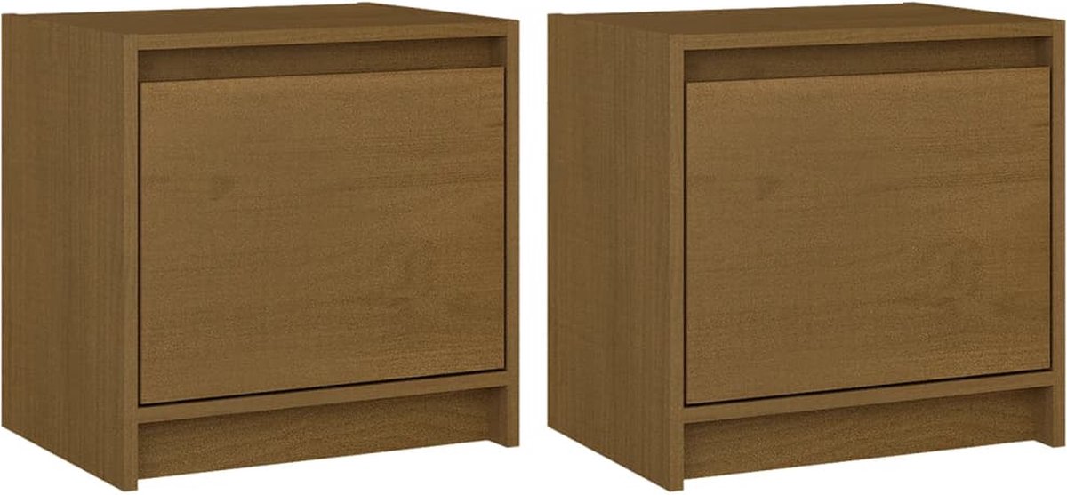 Vidaxl Nachtkastjes 2 St 40x30,5x40 Cm Massief Grenenhout Honing - Bruin