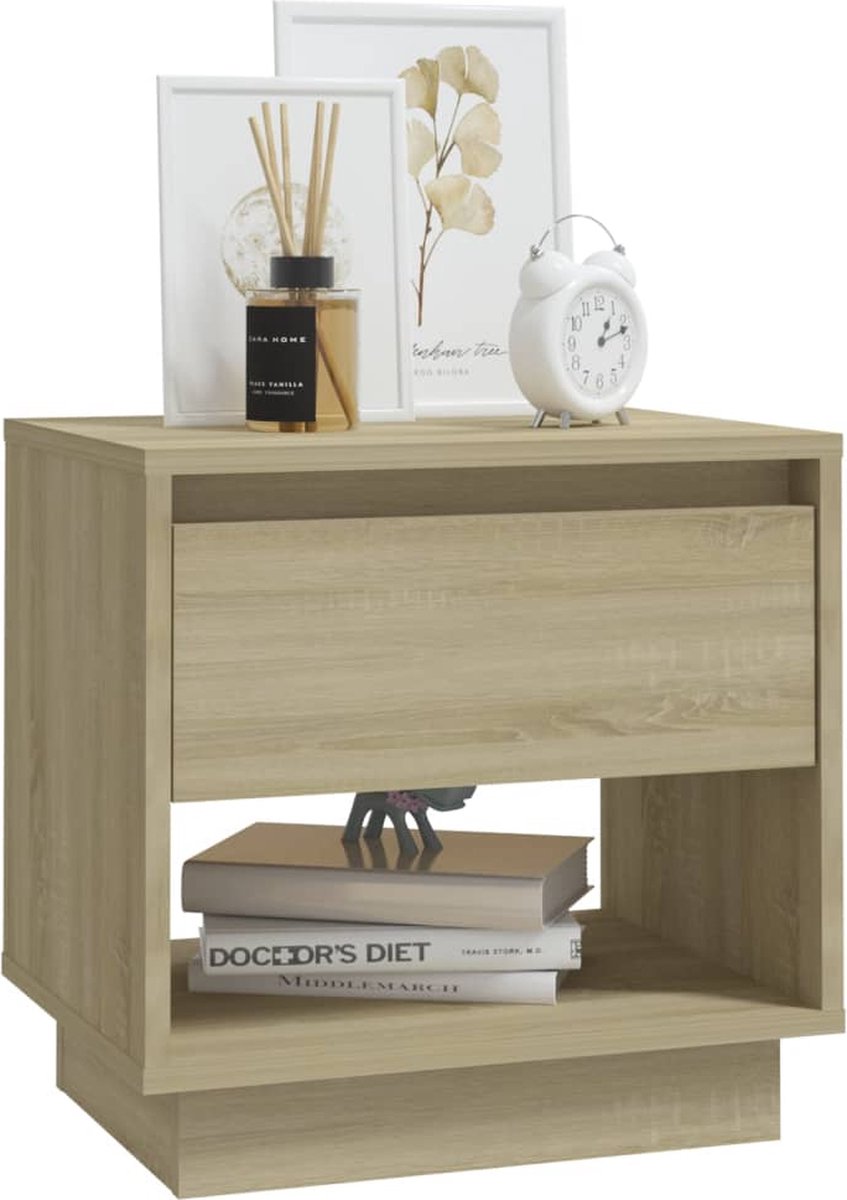 Vidaxl Nachtkastjes 2 St 45x34x44 Cm Spaanplaat Sonoma Eikenkleurig - Beige