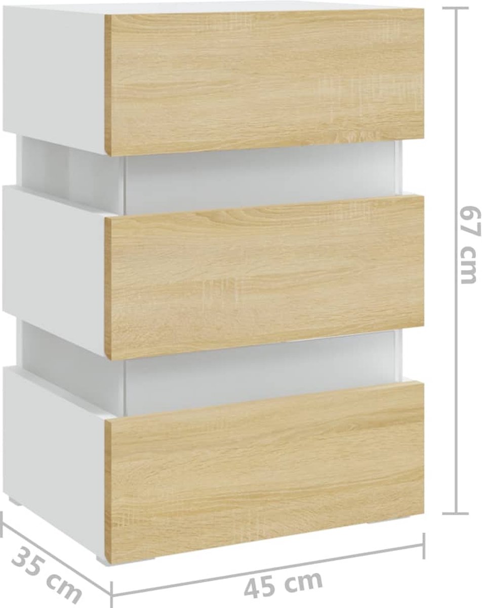Vidaxl Nachtkastje Led 45x35x67 Cm Spaanplaat En Sonoma Eikenkleur - Beige