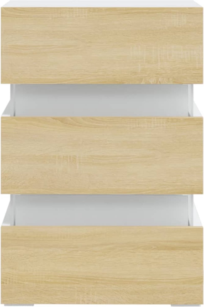 Vidaxl Nachtkastje Led 45x35x67 Cm Spaanplaat En Sonoma Eikenkleur - Beige