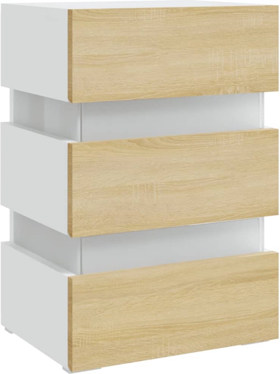 Vidaxl Nachtkastje Led 45x35x67 Cm Spaanplaat En Sonoma Eikenkleur - Beige