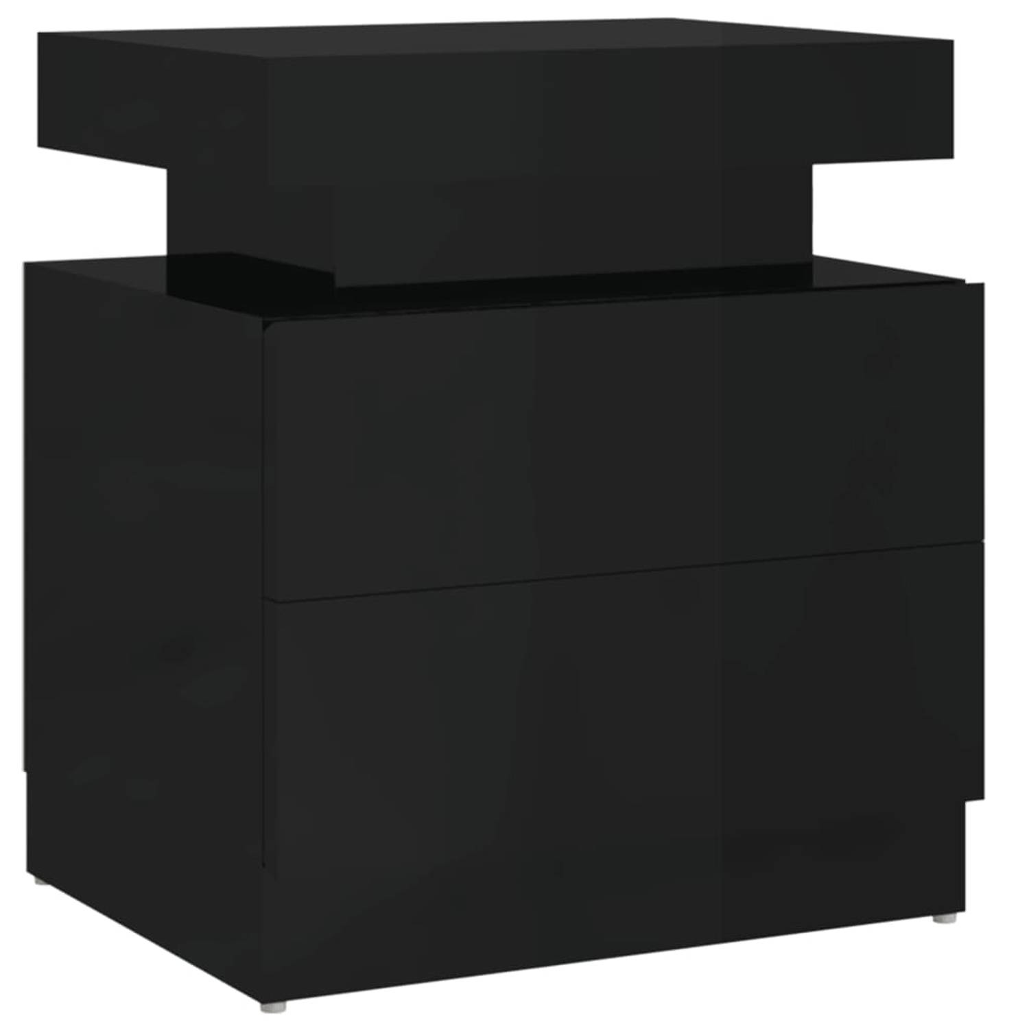 Vidaxl Nachtkastje 45x35x52 Cm Spaanplaat Hoogglans - Negro