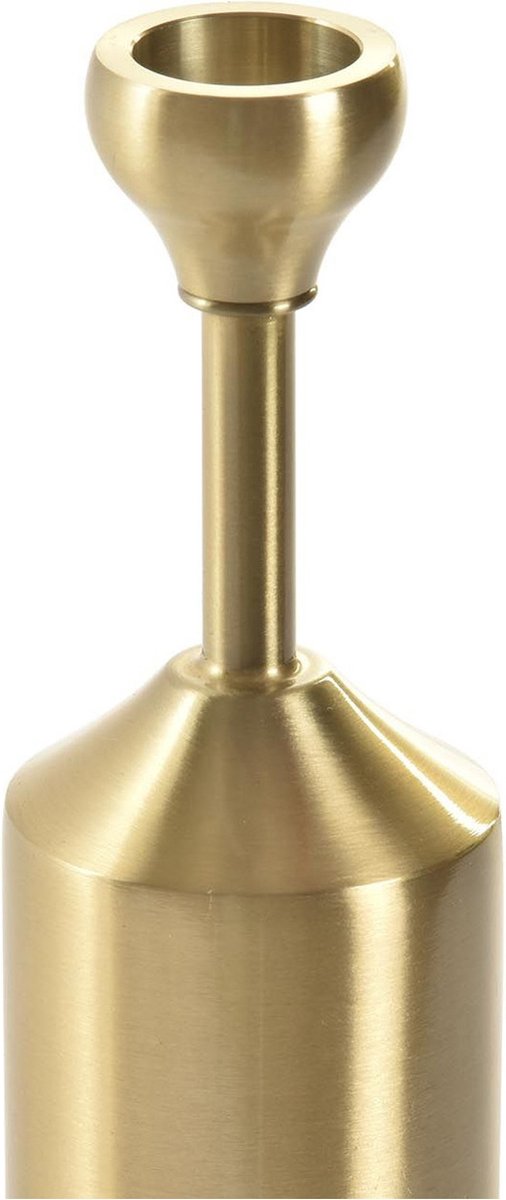 Set Van 2x Stuks Luxe Kaarsenhouder/kandelaar Metaal 5 X 5 X 22 Cm - Kaars Kandelaars - Goud