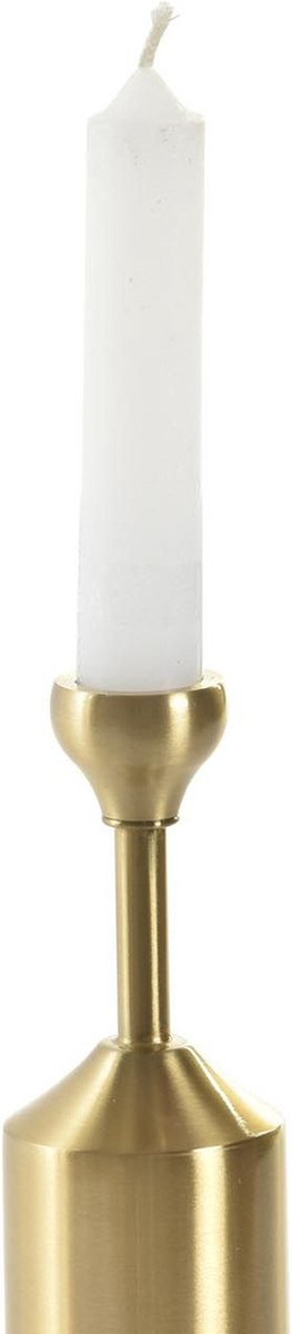 Set Van 2x Stuks Luxe Kaarsenhouder/kandelaar Metaal 5 X 5 X 22 Cm - Kaars Kandelaars - Goud