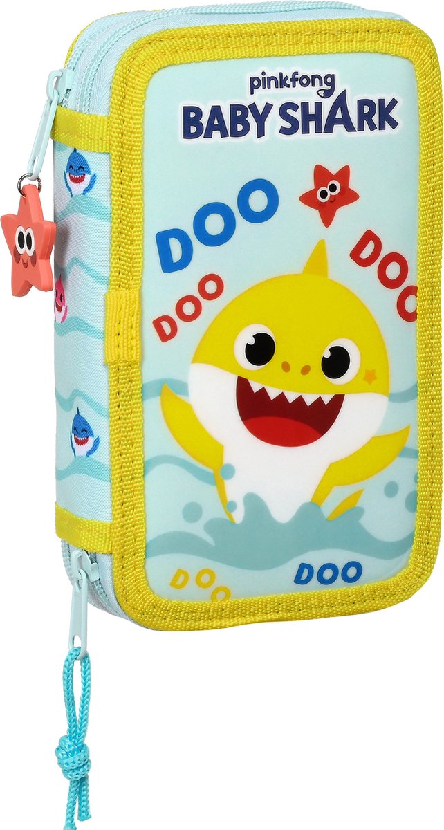 Baby Shark Gevuld Etui Beach Day - 28 Stuks - 19,5 X 12,5 X 4 Cm - Polyester - Blauw