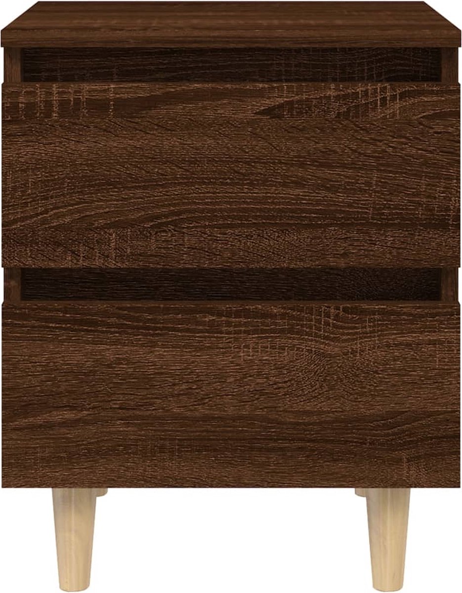 Vidaxl Nachtkastje Met Houten Poten 40x35x50 Cmeikenkleurig - Bruin