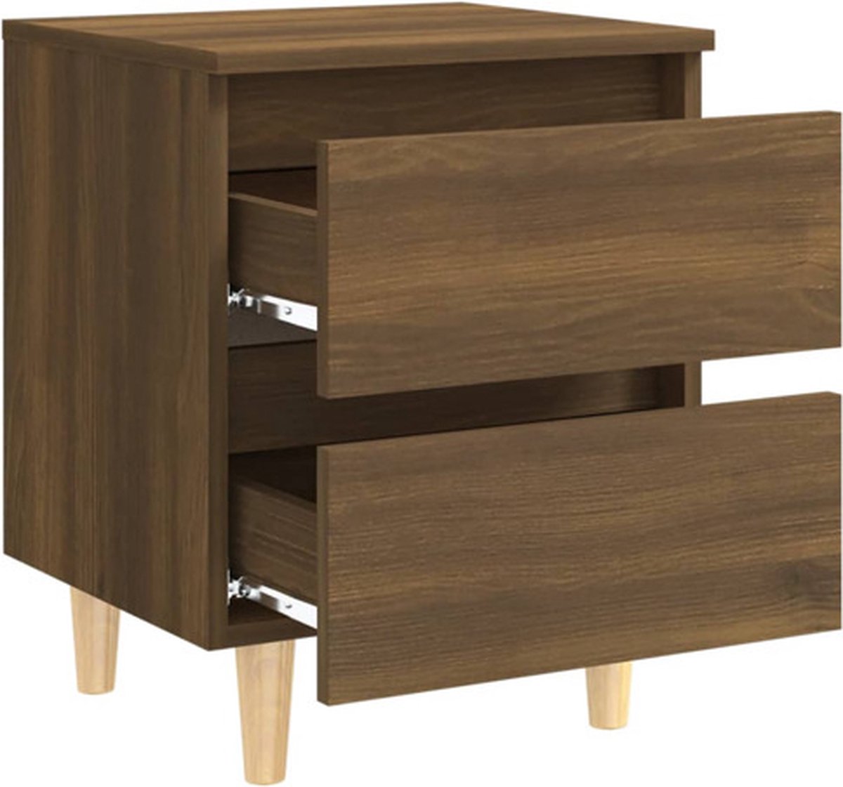 Vidaxl Nachtkastje Met Houten Poten 40x35x50 Cmeikenkleurig - Bruin