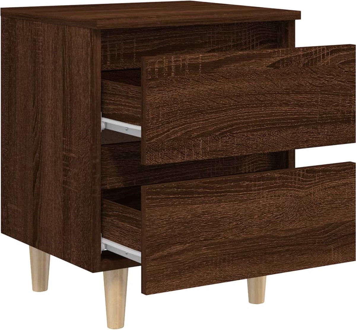 Vidaxl Nachtkastje Met Houten Poten 40x35x50 Cmeikenkleurig - Bruin