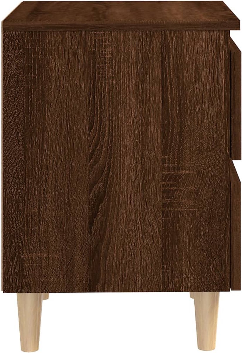 Vidaxl Nachtkastje Met Houten Poten 40x35x50 Cmeikenkleurig - Bruin