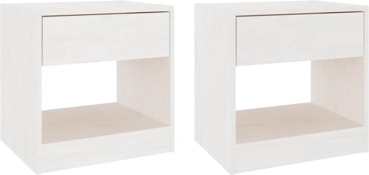 Vidaxl Nachtkastjes 2 St 40x31x40 Cm Massief Grenenhout - Wit