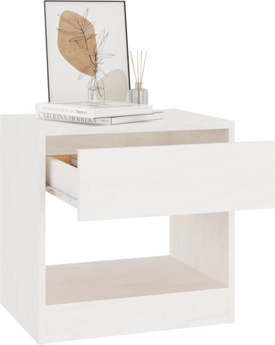 Vidaxl Nachtkastjes 2 St 40x31x40 Cm Massief Grenenhout - Wit