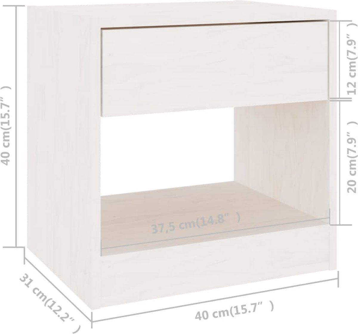 Vidaxl Nachtkastjes 2 St 40x31x40 Cm Massief Grenenhout - Wit