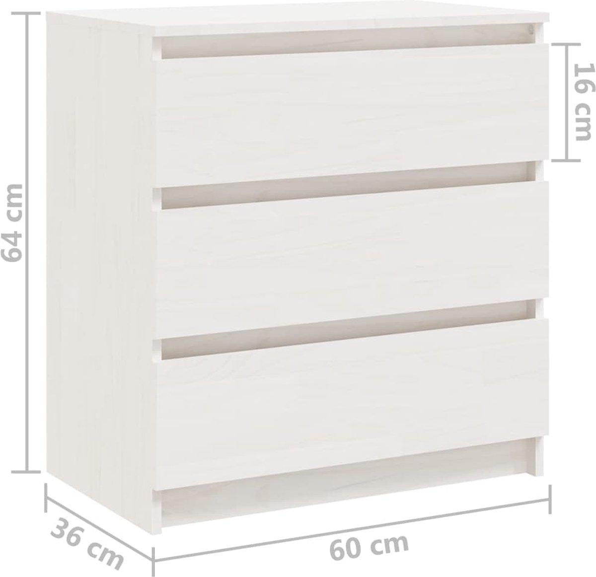Vidaxl Nachtkastje 60x36x64 Cm Massief Grenenhout - Wit