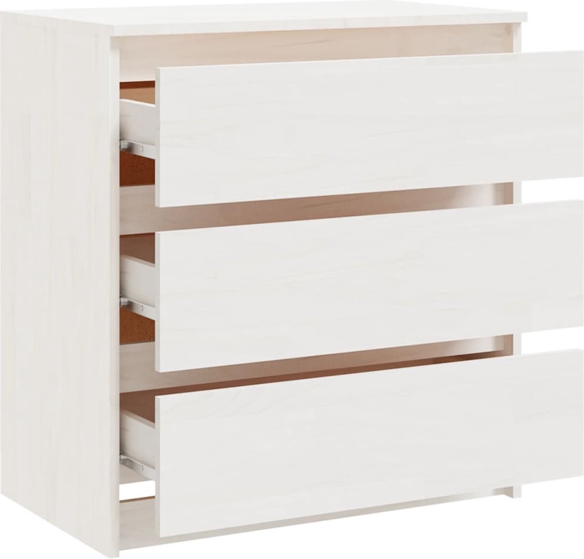 Vidaxl Nachtkastje 60x36x64 Cm Massief Grenenhout - Wit