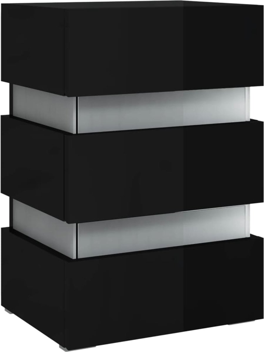 Vidaxl Nachtkastje Led 45x35x67 Cm Spaanplaat Hoogglans - Zwart
