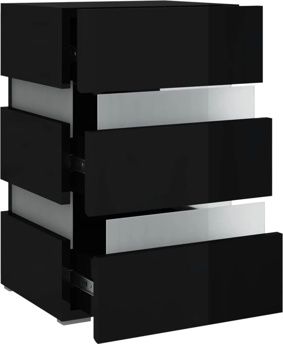 Vidaxl Nachtkastje Led 45x35x67 Cm Spaanplaat Hoogglans - Zwart