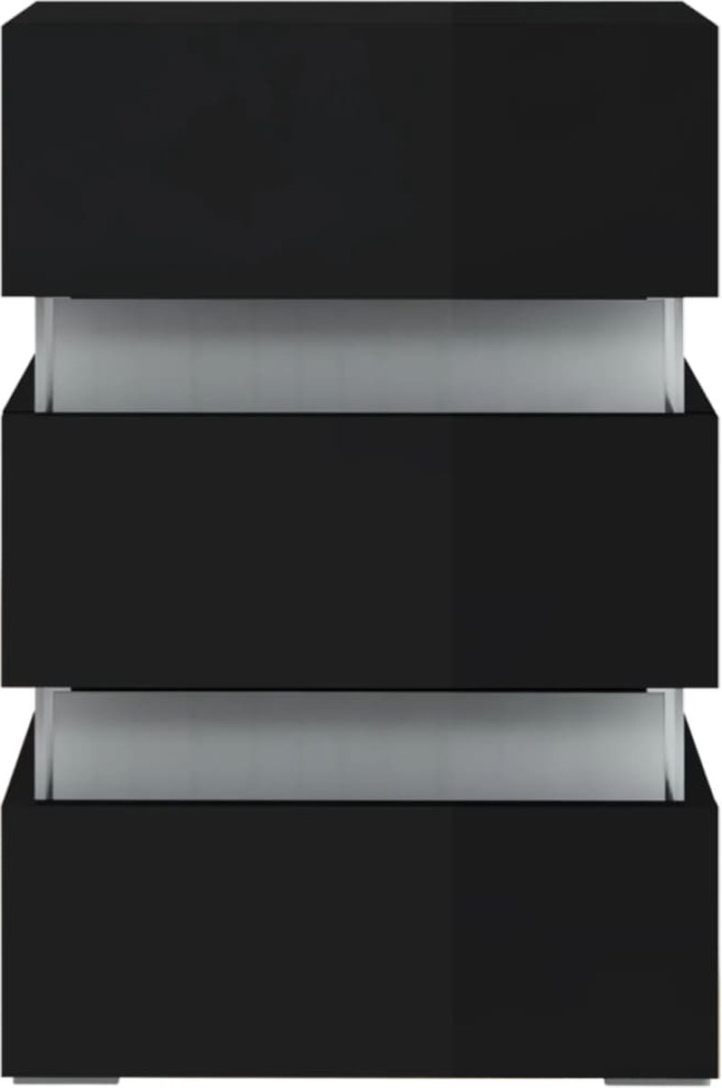Vidaxl Nachtkastje Led 45x35x67 Cm Spaanplaat Hoogglans - Zwart