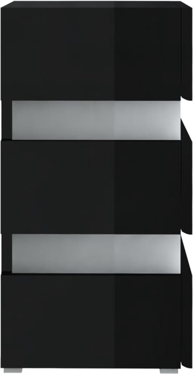 Vidaxl Nachtkastje Led 45x35x67 Cm Spaanplaat Hoogglans - Zwart