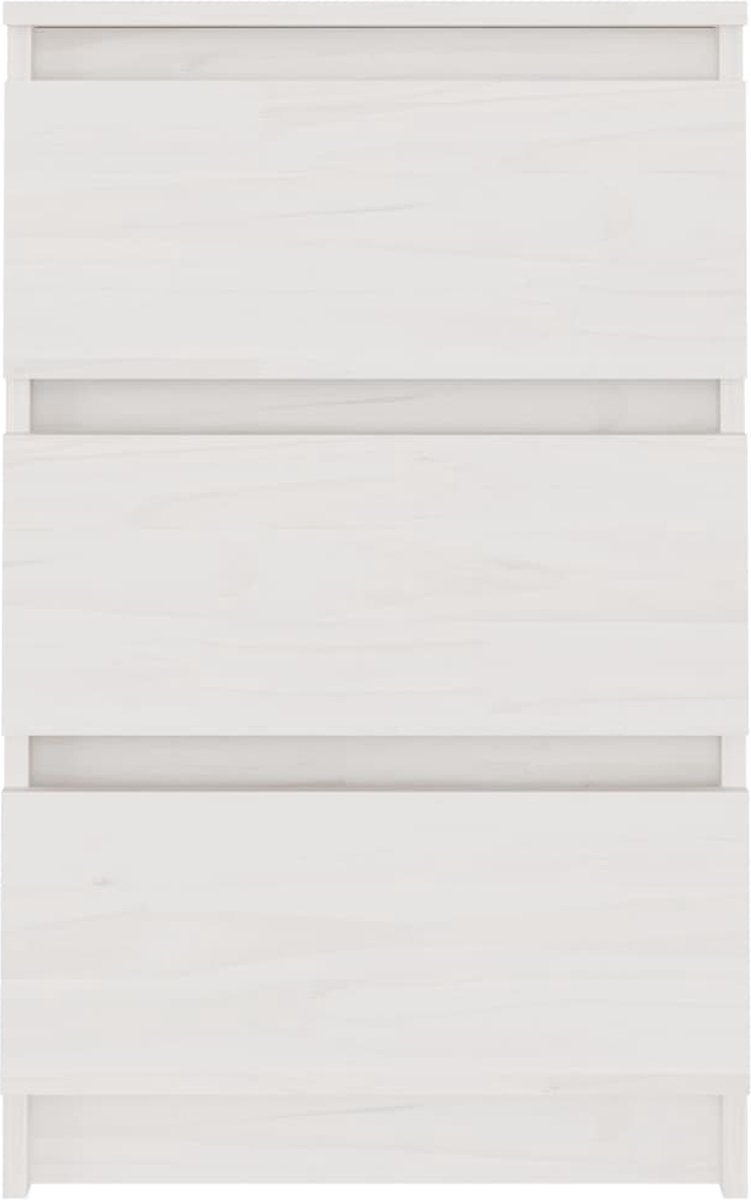 Vidaxl Nachtkastje 40x29,5x64 Cm Massief Grenenhout - Wit