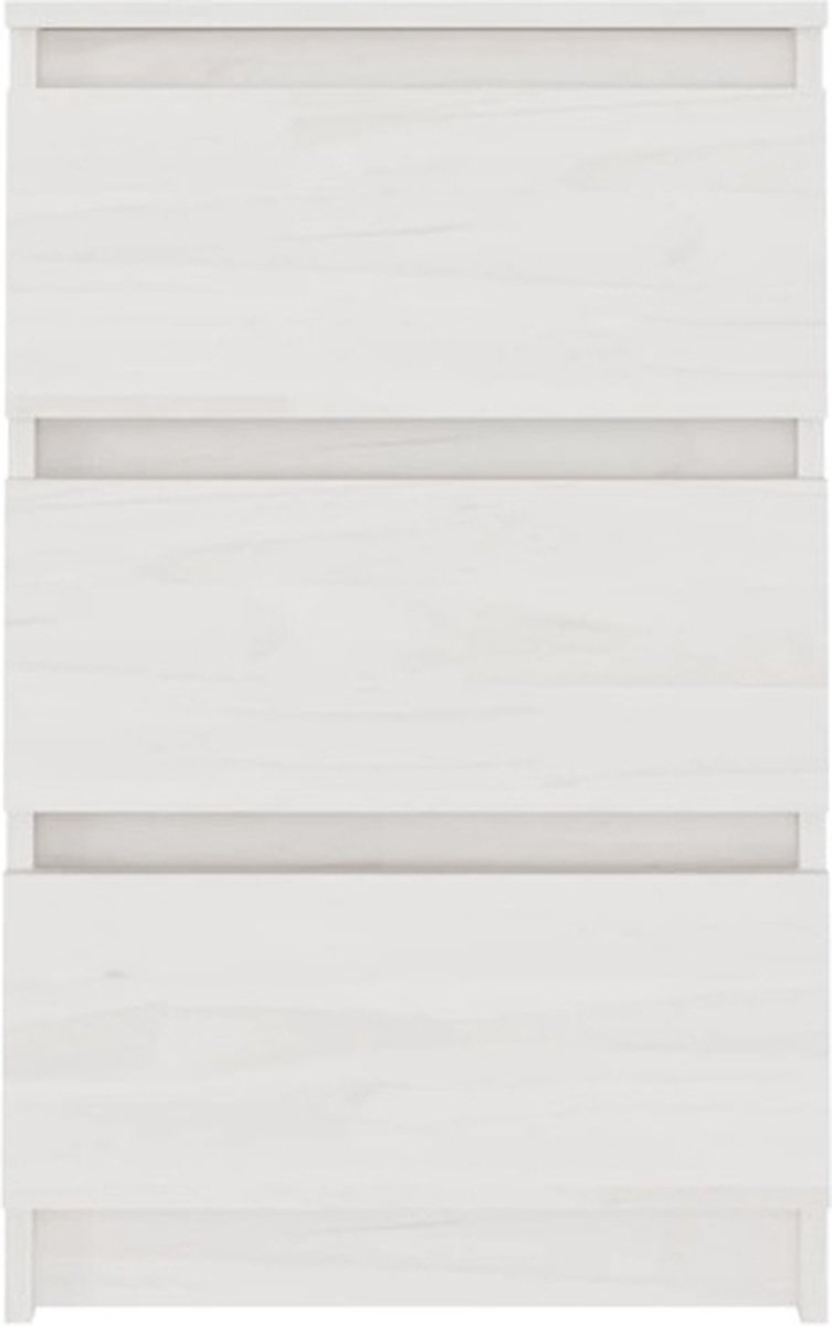 Vidaxl Nachtkastje 40x29,5x64 Cm Massief Grenenhout - Wit